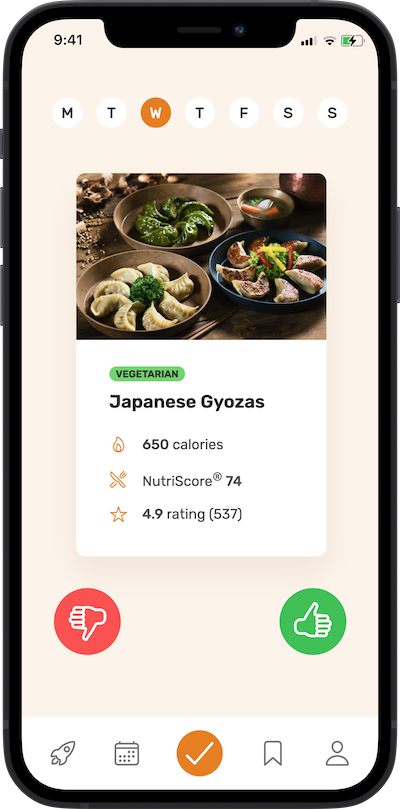 IPhone app meal preparation screen