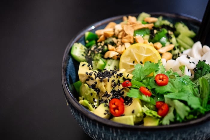 A bowl of avocado salad